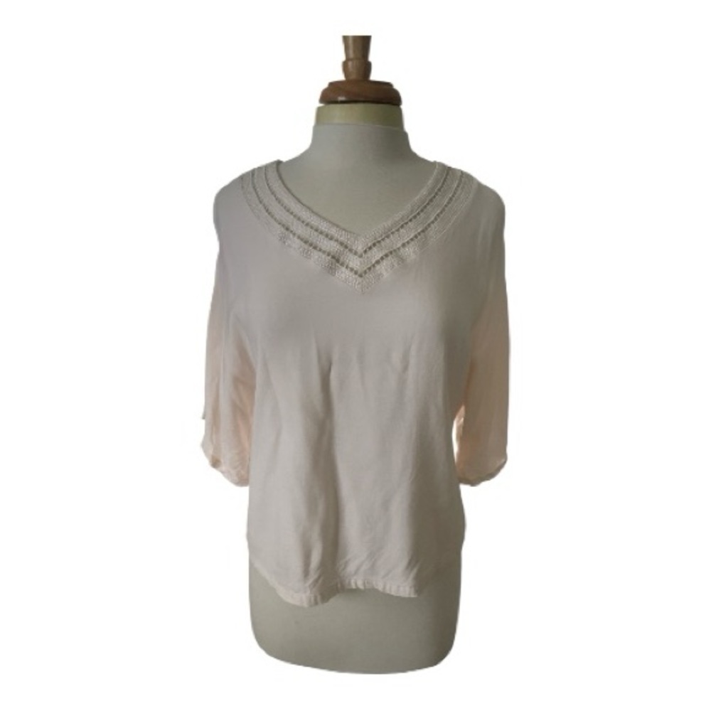 Sugarlips Cream Blouse with Lace Detail